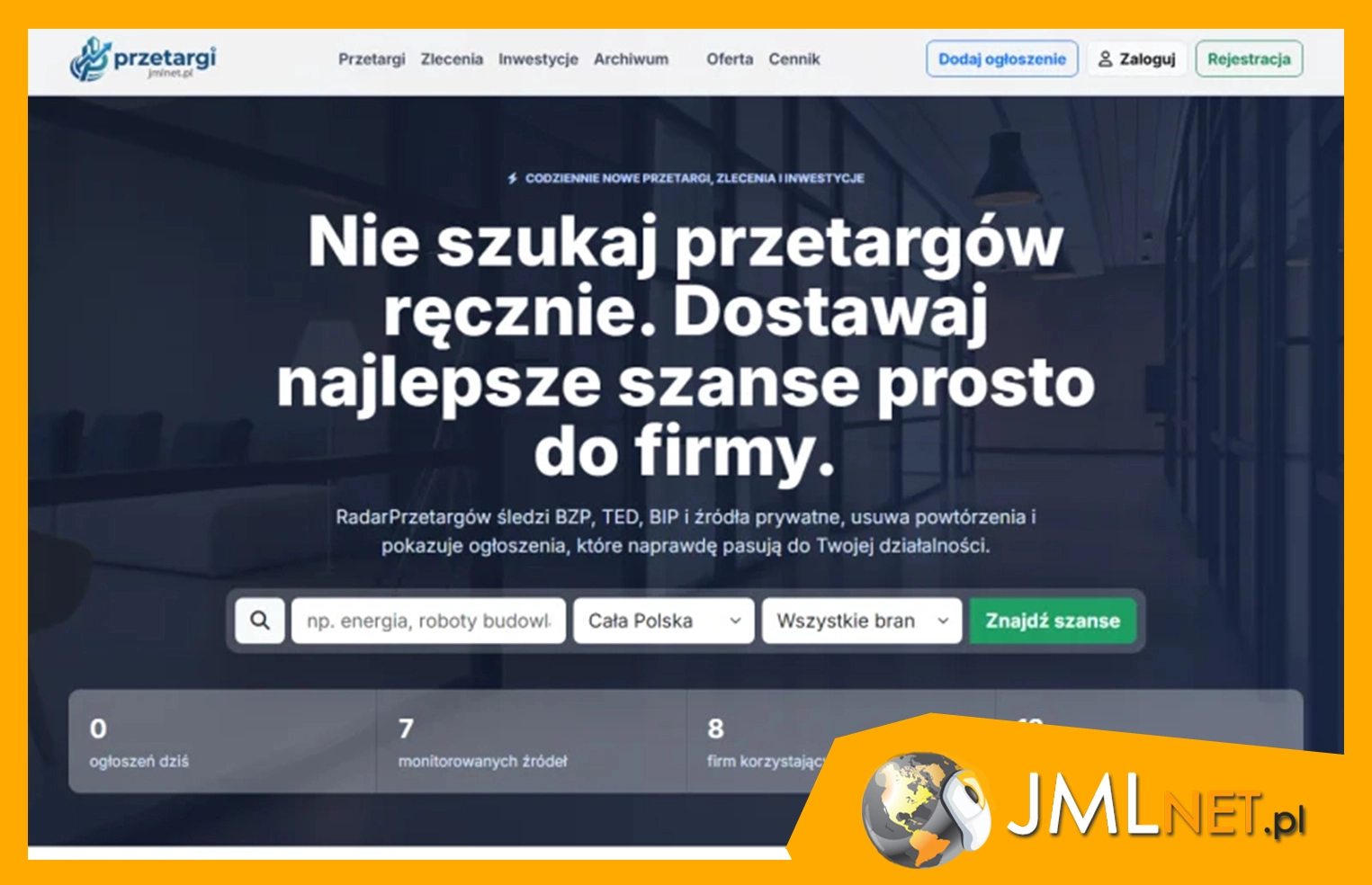 RadarPrzetargów - gotowy skrypt do monitoringu przetargów / RWD / PWA
