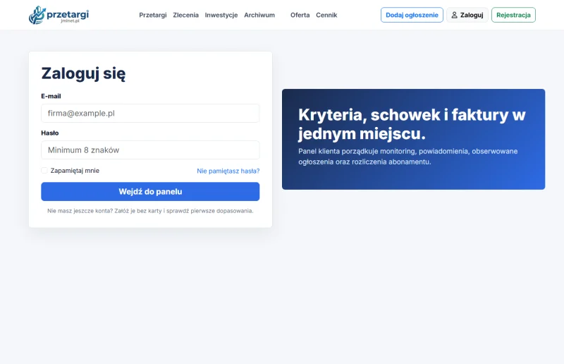 RadarPrzetargów - gotowy skrypt do monitoringu przetargów / RWD / PWA - zrzut ekranu 3
