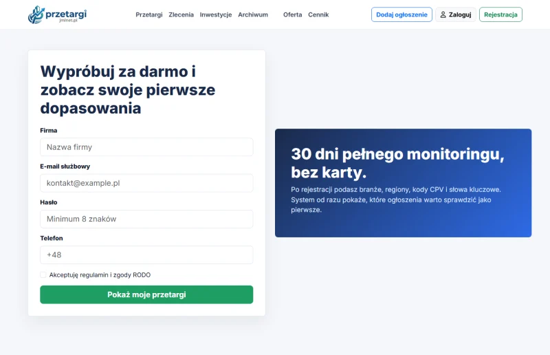 RadarPrzetargów - gotowy skrypt do monitoringu przetargów / RWD / PWA - zrzut ekranu 4